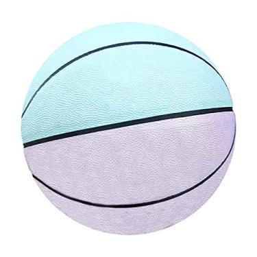 Imagem de No. 7 Basquete, resistente ao desgaste de couro macio PU, boa aderência, presente de aniversário infantil. Adequado para o uso interno e externo. (8 cores),Pink blue