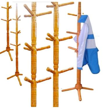 Imagem de Cabideiro Mancebo De Chão Em Madeira C/9 Ganchos