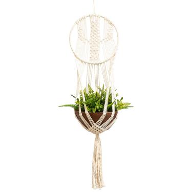 Imagem de Suporte para Vaso de Plantas Macramê Bege Cru Cactus