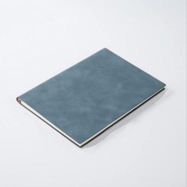 Imagem de Caderno de couro retro PU A5 feito à mão Diário de negócios vintage bloco de notas planejador de estudante papelaria escritório material escolar, ciano, azul, 1 peça