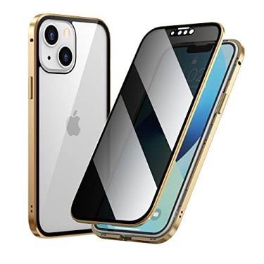 Imagem de Capa protetora magnética de vidro dupla face de privacidade para iphone 13 12 11pro max mini x xs xr 7 8 plus se2020 capa de telefone simples de metal, ouro, para iphone 11 pro max