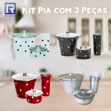 Imagem de Kit Pia Poa Cozinha Porta Detergente Sabão Lixeira Alumínio - Redar Al