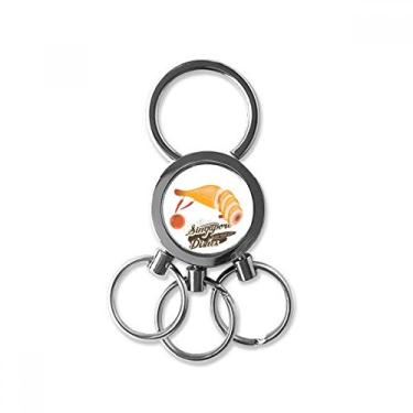 Imagem de Chaveiro de metal de aço inoxidável com galinha hainanesa de Singapura tradicional chaveiro de carro clipe para presente, Multicor