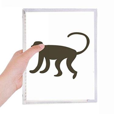 Imagem de Caderno de retrato de animal de macaco preto, diário de folhas soltas recarregável, papelaria
