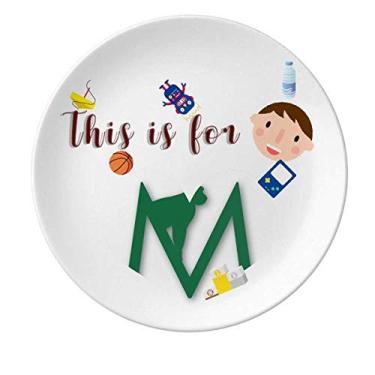 Imagem de Contorno de macaco, prato de porcelana para jantar redondo menino homem