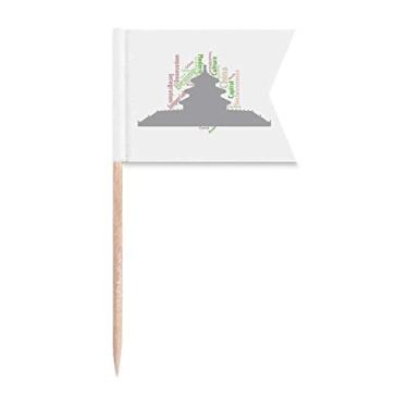 Imagem de China Building Temple Heaven Wordcloud bandeiras de palito de dente marcação de rotulagem para bolo de festa comida placa de queijo