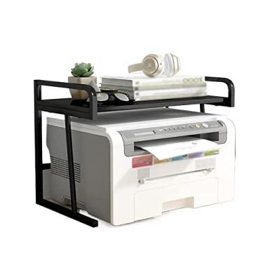 Imagem de KIZQYN Suporte de impressora Rack de impressora Armazenamento de camada dupla Mesa de escritório com tipo agulha pequena copiadora de casa prateleira de acabamento de separação de espaço Racks de ferramentas Impressora de mesa (Cor: Cinza)