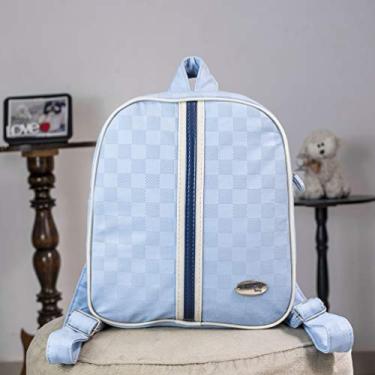 Imagem de Mochila Térmica Bebê Xadrez Azul