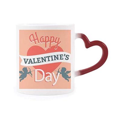 Imagem de Caneca sensível ao calor Happy Valentine's Day coração anjo vermelho muda de cor