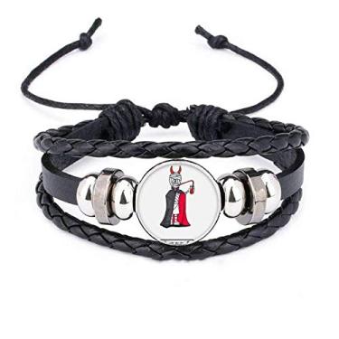 Imagem de DIYthinker Pulseira Egypt Mummy Halloween vampiro Horus pulseira trançada de couro trançado