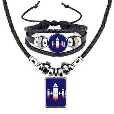Imagem de Conjunto de joias de couro e pulseira Space Ship Rocket Take Off Universe