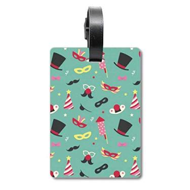Imagem de Cabeça de chapéu formal Feliz Carnaval de Veneza, bolsa de mala, etiqueta de bagagem, etiqueta para guardar cartão