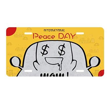 Imagem de DIYthinker Placa de carro Greedy Black Cute Chat Happy Pattern Placa de carro Decoração Dia da Paz