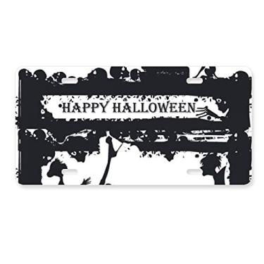 Imagem de DIYthinker Placa de carro fantasma humano corvo Halloween decoração de carro acessório de aço inoxidável