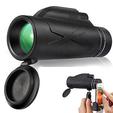 Imagem de Telescópio monocular, telescópio prismático de alto desempenho 80x100, com suporte para smartphone e tripé Monocular à prova d'água para observação de pássaros, caminhadas, camping ，Preto à prova d'água
