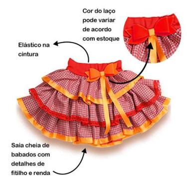 Fantasia Conjunto Festa Junina Caipira Xadrez Saia E Blusa