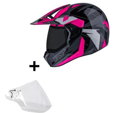 Imagem de Capacete Bieffe 3 Sport Hills Rosa Brilho Moto Pala +Viseira