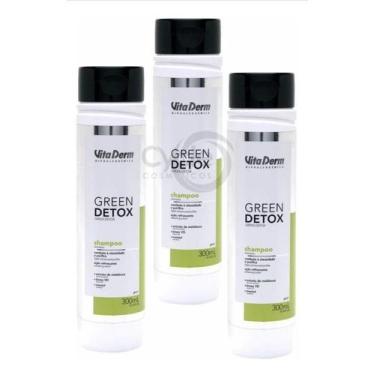 Imagem de Kit 3 Shampoos Green Detox Vita Derm Controle De Oleosidade