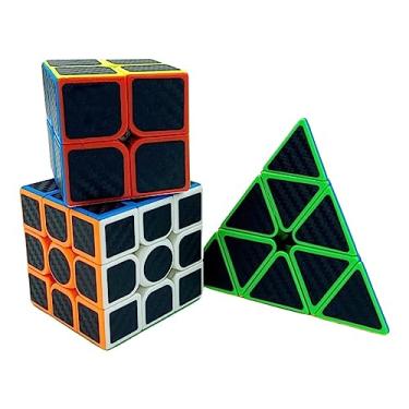 Imagem de Kit Cubo Mágico Profissional MoYu Carbon 2x2, 3x3 E Pirâmide