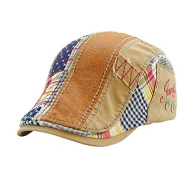 Imagem de yotijar Boina Cabbie Newsboy Golf Masculino Feminino Retro Casual Chapéu Liso Chapéu Bico - Bege profundo