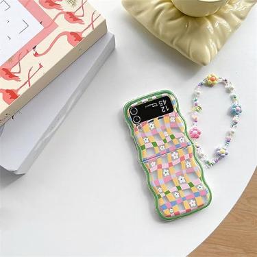 Imagem de Capa de telefone com grade colorida estilo fresco para Samsung Galaxy Z Flip 4 3 Capa rígida para ZFlip5 Zflip4 Suporte de concha sólida, 04, para samsung Z flip 4