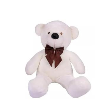 Imagem de Urso Gigante Pelúcia Grande Teddy 1,10 Metros - Laço Personalizado (Baunilha com Laço Tabaco)