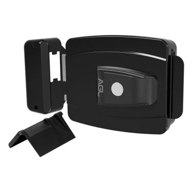 Imagem de Fechadura mini AGL 42mm chave simp 12v externa preta c botão