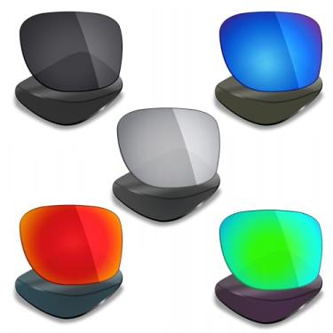 Imagem de Mryok 5 pares de lentes polarizadas de substituição para óculos de sol Oakley Holbrook XL – preto furtivo/vermelho fogo/azul gelo/prata titânio / verde esmeralda