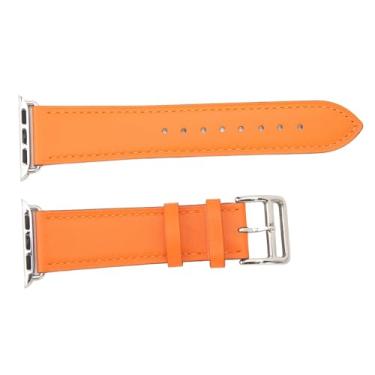 Imagem de Pulseira de Relógio Inteligente, Pulseiras de Relógio de Couro Respirável Inodoras para Conversão de Relógio Inteligente (Laranja)