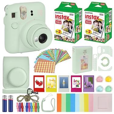 Imagem de Fujifilm Câmera instantânea Instax Mini 12 verde menta + estojo de transporte + filme Fuji Instax Pacote econômico (40 folhas) Pacote de acessórios, filtros de cor, álbum de fotos, molduras sortidas