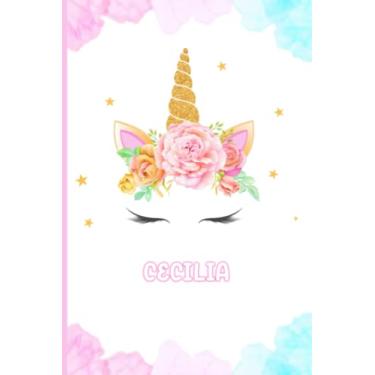 Imagem de Cecilia: Cute Unicorn Personalized Name Journal Writing Notebook for Cecilia - Cute Unicorn Girls Notebook - 6x9 inch Notebook - Personalised Gift for ... and Blue Watercolor Unicorn Notebook Journal
