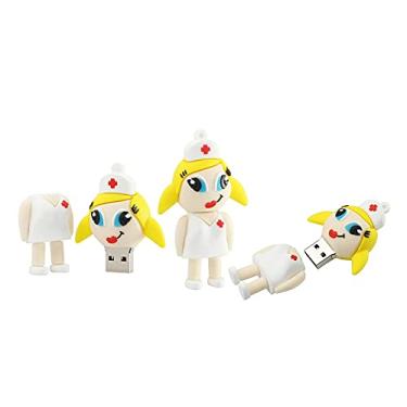 Imagem de Pen Drive USB em formato de enfermeira de 16 GB, pen drive de memória, pen drives USB Flash Disk Thumb Drive U Disk USB 2.0 Pen Drive PenDrive (branco)