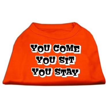 Imagem de Mirage Pet Products Camisetas estampadas You Come/You Sit/You Stay de 46 cm para animais de estimação, 2GG, laranja