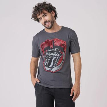 Imagem de Camiseta Manga Curta Estampa Rolling Stones Cinza - Bandup - Marca De
