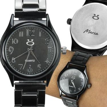Imagem de Feminino aço inox relogio analogico + preto qualidade premium casual social qualidade p...