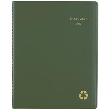 Imagem de Agenda e agenda semanal e mensal 2022 da AT-A-GLANCE, 20,6 x 28 cm, grande, reciclado, verde (70950G60)