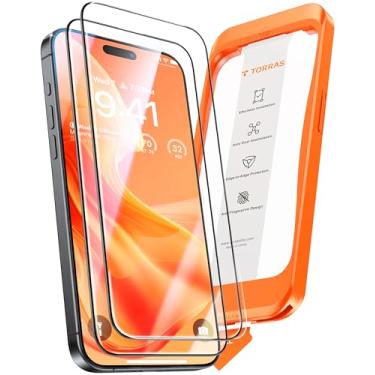 Imagem de TORRAS Protetor de tela Diamond Shield para iPhone 15 Plus [proteção de nível militar] Vidro temperado inquebrável 9H inquebrável à prova de quebra para iPhone 14 Pro Max e 15 Plus, 6,7 polegadas, pacote com 2