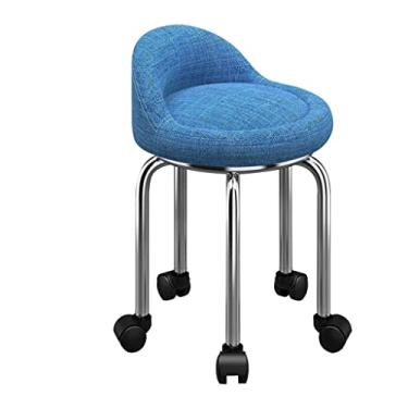 Imagem de Banco de rolamento baixo com rodas universais, assento de rolo de couro PU, banco redondo com rodinhas para escritório em casa, fitness, garagem, jardinagem (cor: C, tamanho: altura 32 cm) (altura B