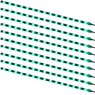Imagem de Fita de luz impermeável flexível para caminhão de carro com LED de 15 SMD PESIC 10x DC12V 30 cm, 10-pack, Green