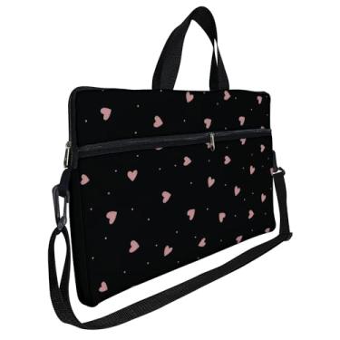 Imagem de Case Capa Maleta Premium Para Notebook Laptop de 17 e 17,3 com Alça de Mão Alça de Ombro e Zíper Lateral - Coração Pattern