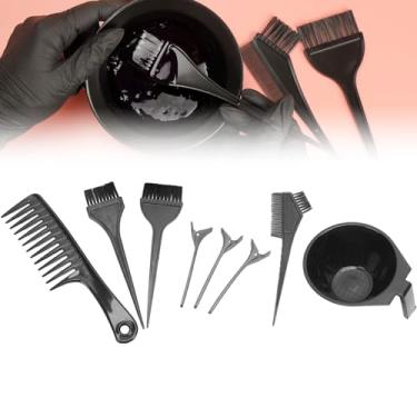 Imagem de Ferramenta de tingimento de cabelo, 8 peças Kit de coloração de cabelo com destaques pente grampo de cabelo tigela de mistura para coloração de cabelo DIY
