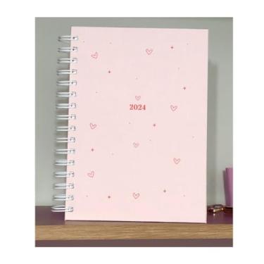 Imagem de Planner de Capa Dura A5 2024 para Uso Diário, Semanal, Mensal e Anual (Rosa)