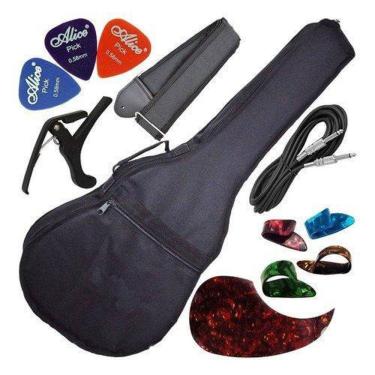 Imagem de Kit Acessórios Violão Folk Com Capa Acolchoada + Acessórios
