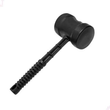 Imagem de Martelo De Borracha Preta Marreta Cabo Plástico Reforçado 80mm Azulejista Piso Bater Pneu Caminhão