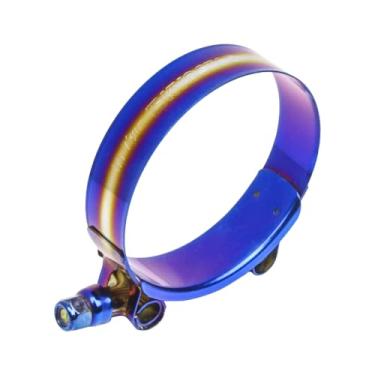 Imagem de Kyostar Braçadeira de mangueira de parafuso em T de 5,7 cm ajustável de aço inoxidável titânio azul com diâmetro Ranger para 5,7 cm (59-67 mm)