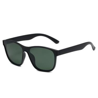 Imagem de Quadrado polarizado óculos de sol masculino feminino moda quadrado óculos de sol lentes de moda condução férias viseira de sol uv400, preto verde escuro, j