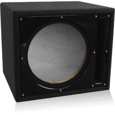 Imagem de BELVA BBX112BK Caixa de subwoofer de carro com porta única de 30,5 cm com defletor preto personalizado