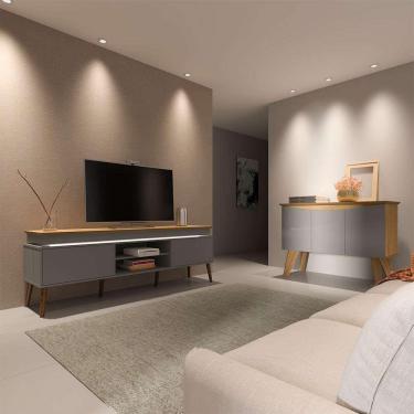 Imagem de conjunto de rack lumina 2 pt com buffet oásis 3 pt carvalho e grafite