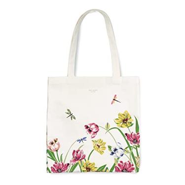 Imagem de kate spade new york Sacola de lona para mulheres, linda bolsa para trabalho ou professor, bolsa de praia de lona, bolsa de livro com bolso, libélulas e tulipas, Libélulas e tulipas, Large, Bolsa