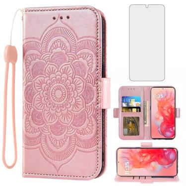 Imagem de Asuwish Capa de telefone para Motorola Moto G Stylus 5G 2024 capa carteira com protetor de tela de vidro temperado e suporte flip de couro para cartão de crédito flor fólio acessórios para celular G5